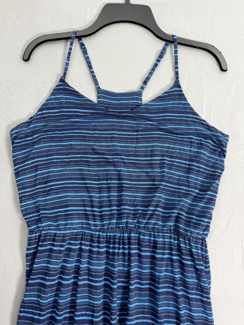 LC Lauren Conrad Blue Striped Racerback Maxi Dress Womens M Boho Coastal Resort - Picture 2 of 11